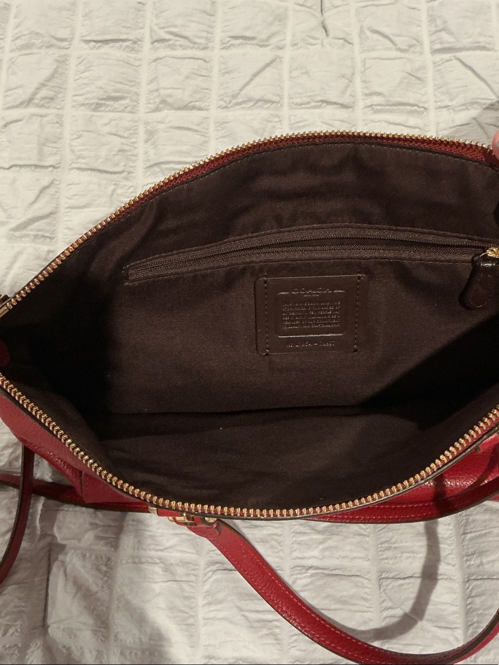 Coach Red Leather Satchel with Gold Hardware - Picture 3 of 3